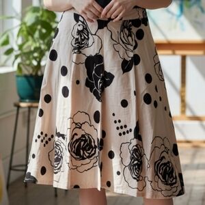 Costa Blanca Black and White Patterned A-Line Skirt 6871